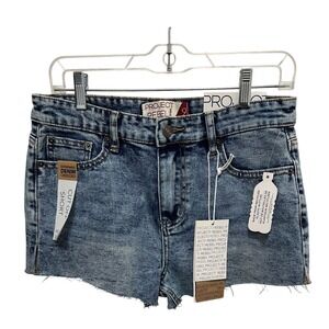 NWT Project Rebel Sustainable Denim Cut Off Shorts Acid Wash Blue Size 9 NWT